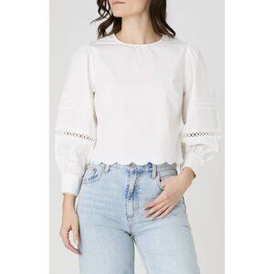 French Connection Romantic Lace Long Sleeve Cotton Top Size Small